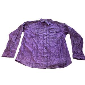 10.Deep: Men's Long Sleeve Purple Plaid Western Style Shirt, Size Large